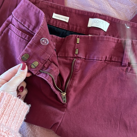 Loft | Burgundy Original Ankle Pant - Picture 2 of 5